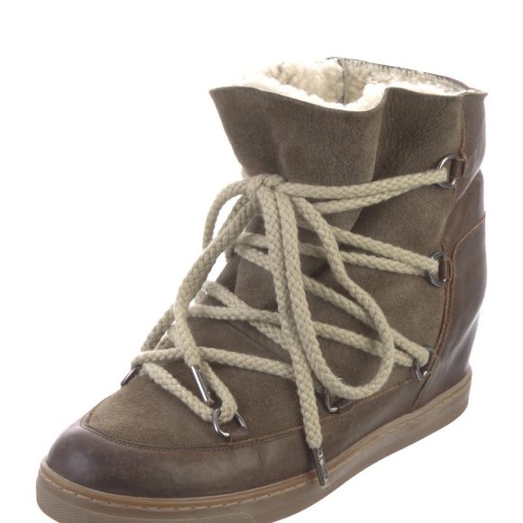 ISABEL MARANT SZ 40 beige NOWLES Shearling Leather Boots - Picture 4 of 5